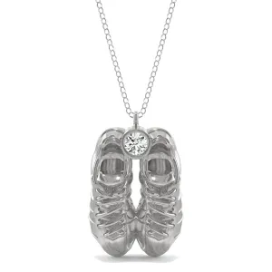 0.10 CTW DEW Moissanite Soccer Cleats Pendant in Sterling Silver