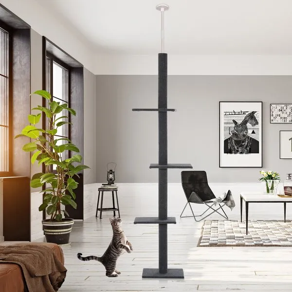 4-level Cat Tree Condo With Covered Scratching Posts - Grey