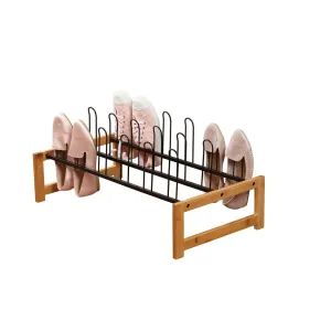 9 Pair Vertical Bamboo Shoe Rack Black