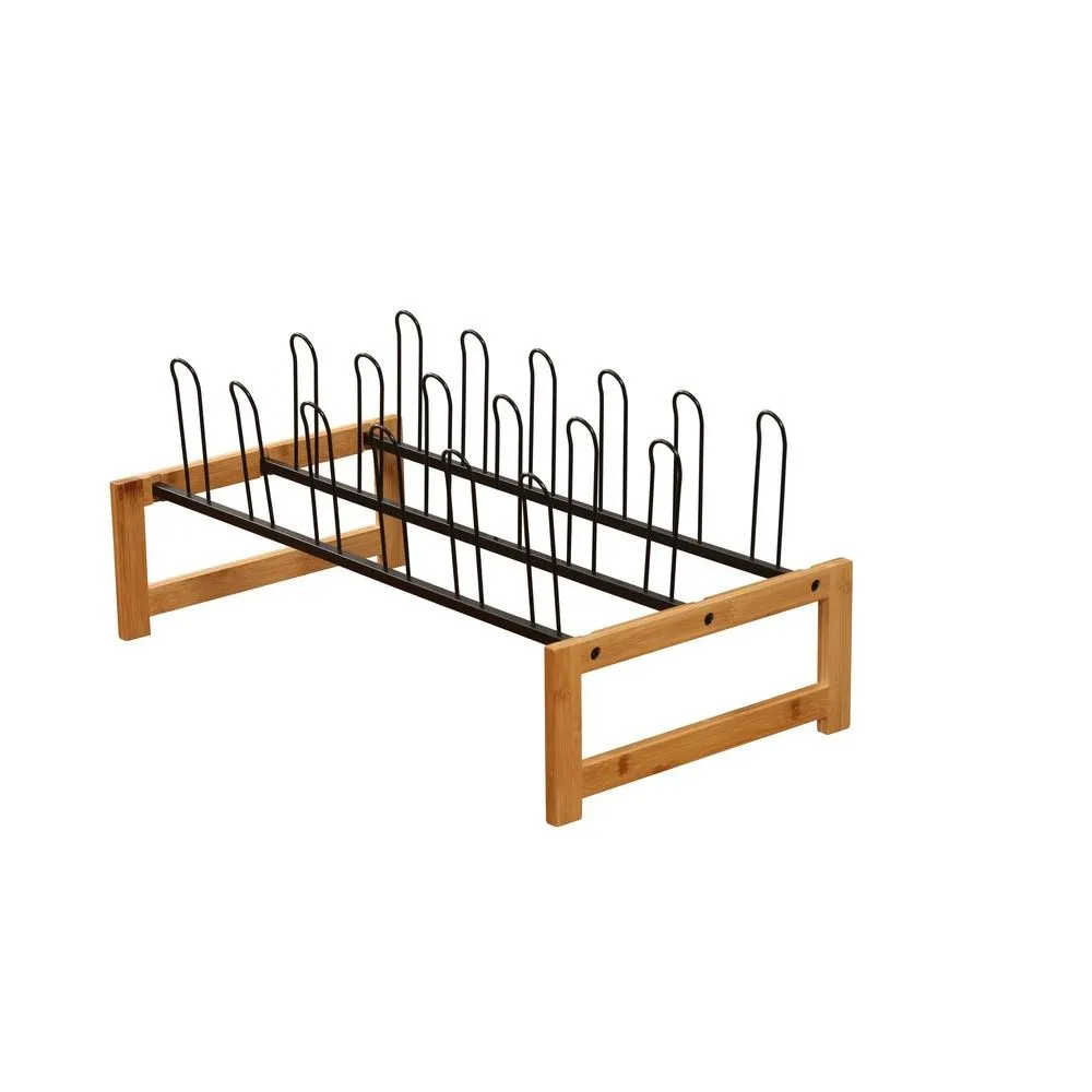 9 Pair Vertical Bamboo Shoe Rack Black