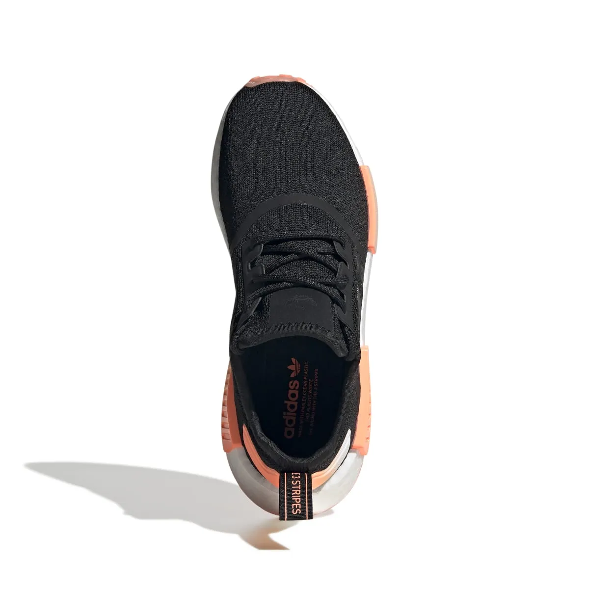 ADIDAS GW9463 NMD_R1 WMN`S (Medium) Black/Orange/White Stretch Fabric Running Shoes