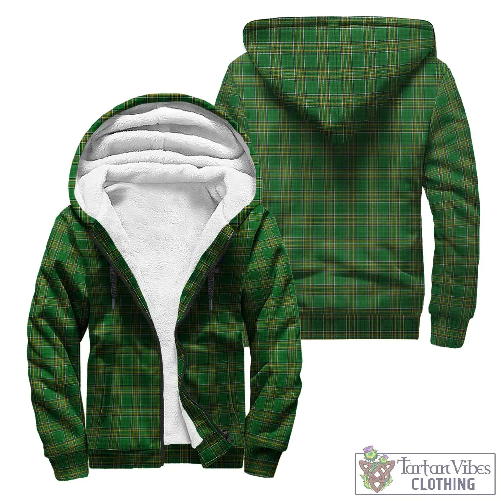 Agar Irish Clan Tartan Sherpa Hoodie with Coat of Arms