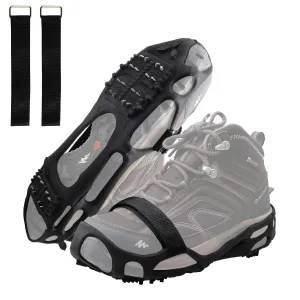 AGOOL Ice Cleats Snow Traction Cleats Crampon for Walking on Snow and Ice Non-Slip Overshoe Rubber Anti Slip Crampons Slip-on Stretch Footwear 24 Steel with Velcro Strap Small(4-5 men/5.5-7 women)