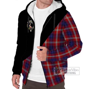 Ainslie Tartan Sherpa Hoodie with Family Crest and Military Logo Style