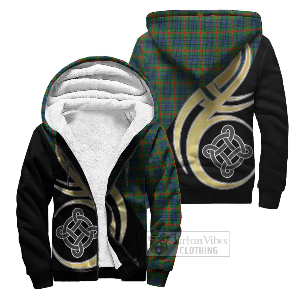 Aiton Tartan Sherpa Hoodie with Family Crest and Celtic Symbol Style