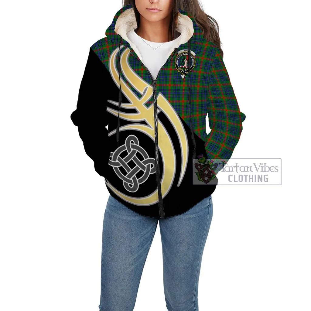 Aiton Tartan Sherpa Hoodie with Family Crest and Celtic Symbol Style