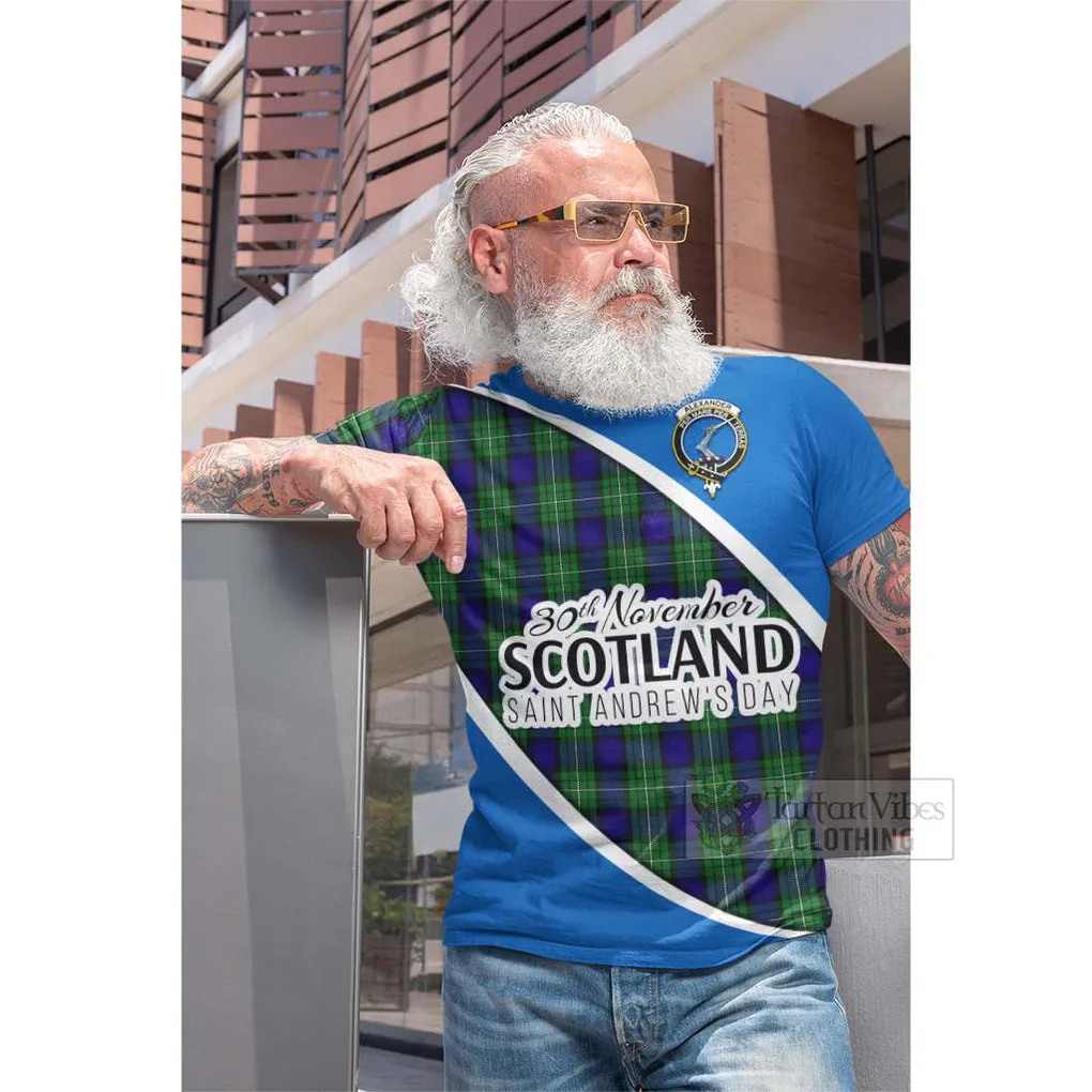 Alexander Family Crest Tartan Cotton T-shirt Celebrate Saint Andrew's Day in Style