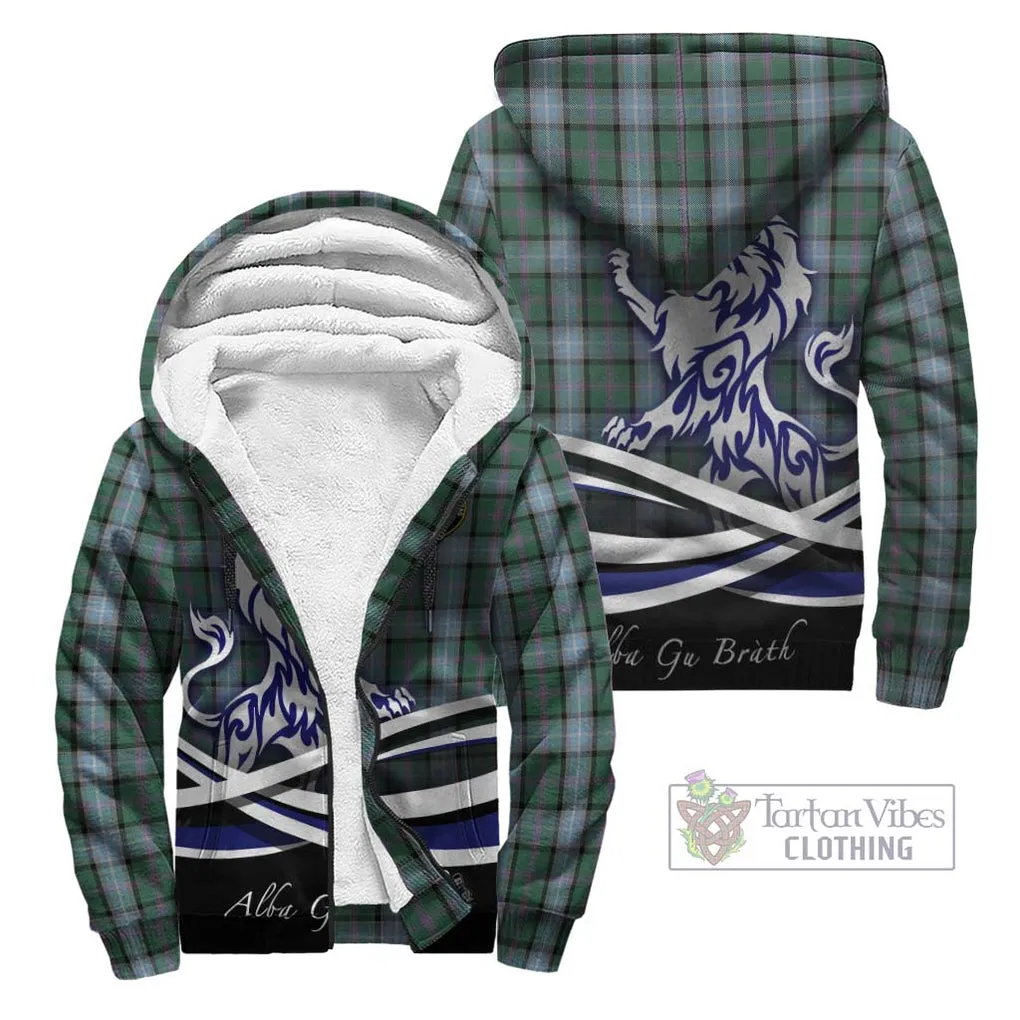 Alexander of Menstry Hunting Tartan Sherpa Hoodie with Alba Gu Brath Regal Lion Emblem