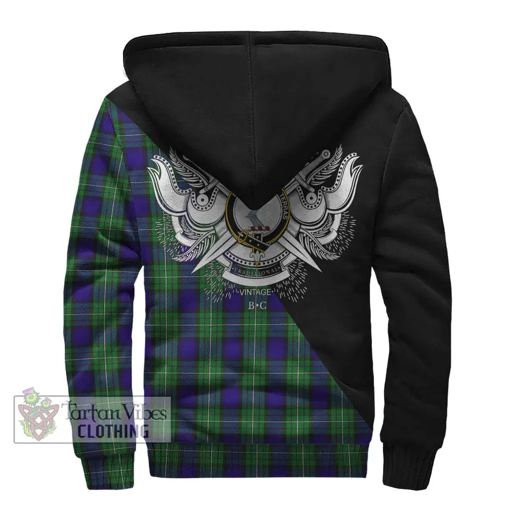 Alexander Tartan Sherpa Hoodie with Family Crest and Military Logo Style