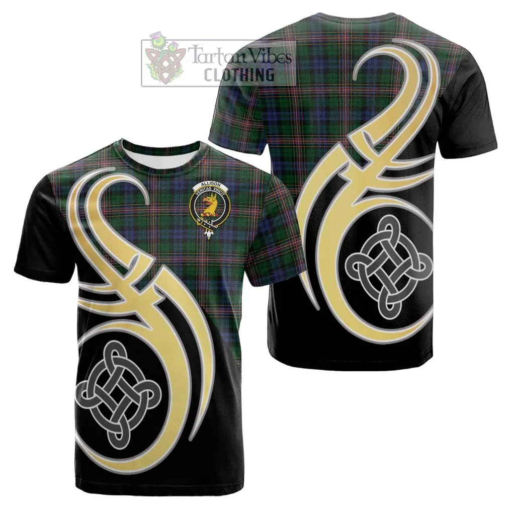 Allison Tartan Cotton T-shirt with Family Crest and Celtic Symbol Style