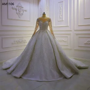 AM1106 Long Sleeves Lace luxury Ball gown Wedding Dress