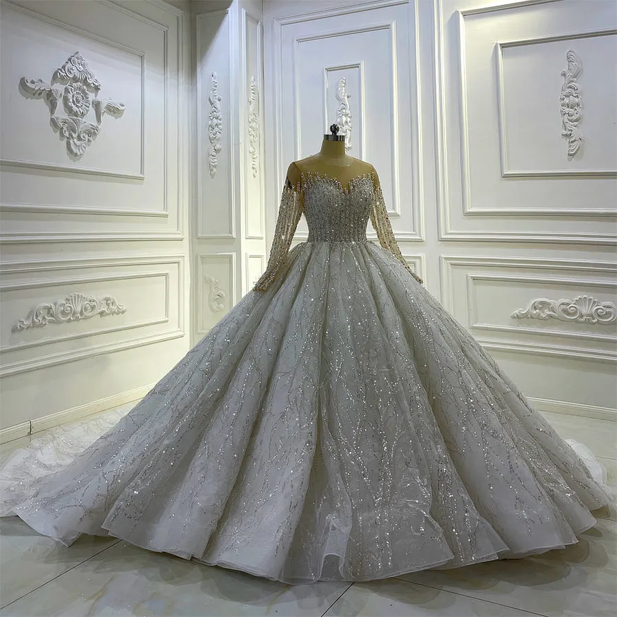 AM1256 Long Sleeve Fashion luxury Wedding Dress