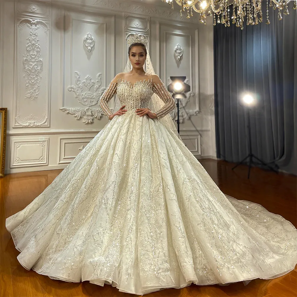 AM1256 Long Sleeve Fashion luxury Wedding Dress