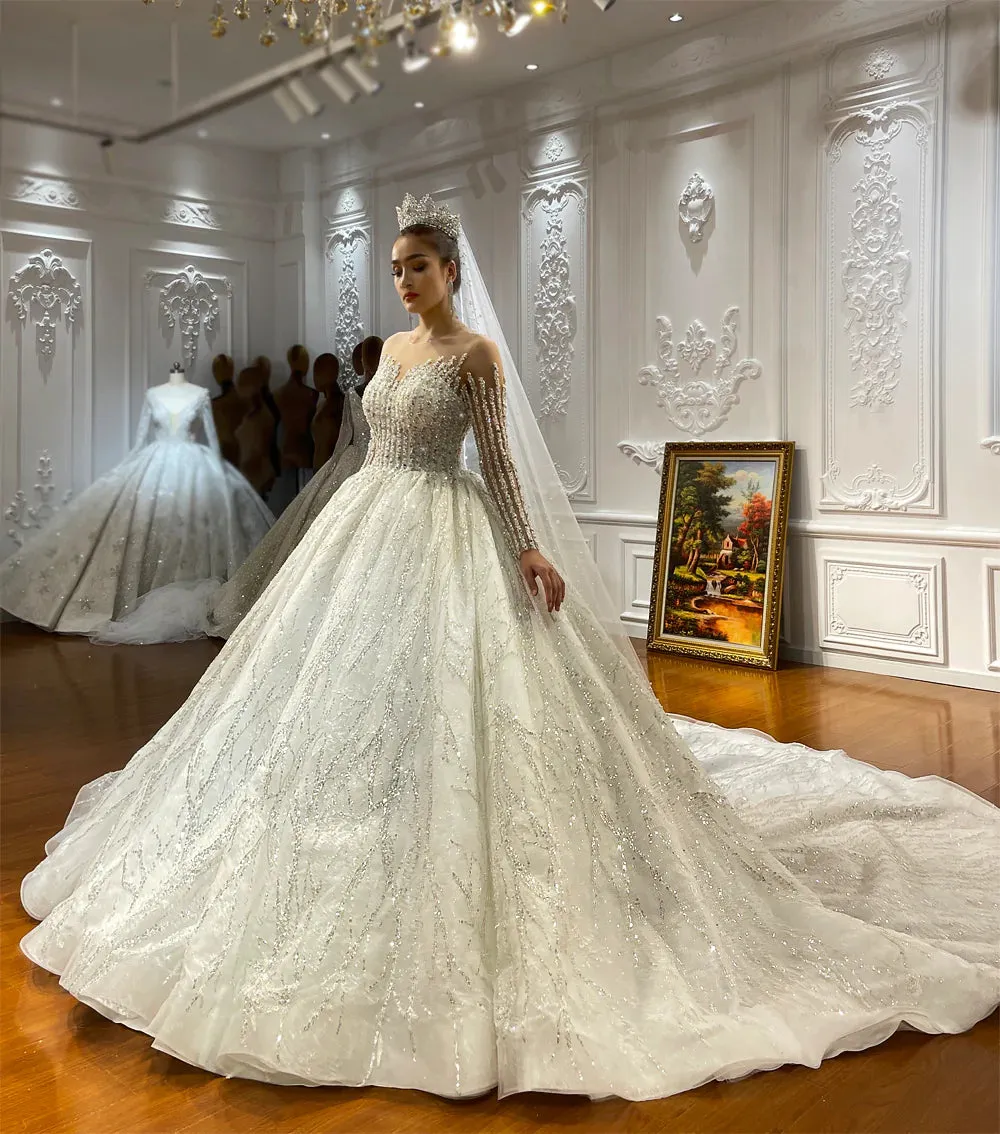 AM1256 Long Sleeve Fashion luxury Wedding Dress