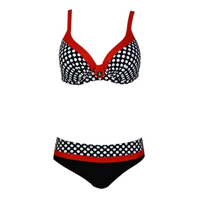 [Andzhelika ] 2017 New Swimsuit Bikini Sexy Polka Dot Large Cup Bar small Bottom Bathing Suit Push Up Swimwear LD516