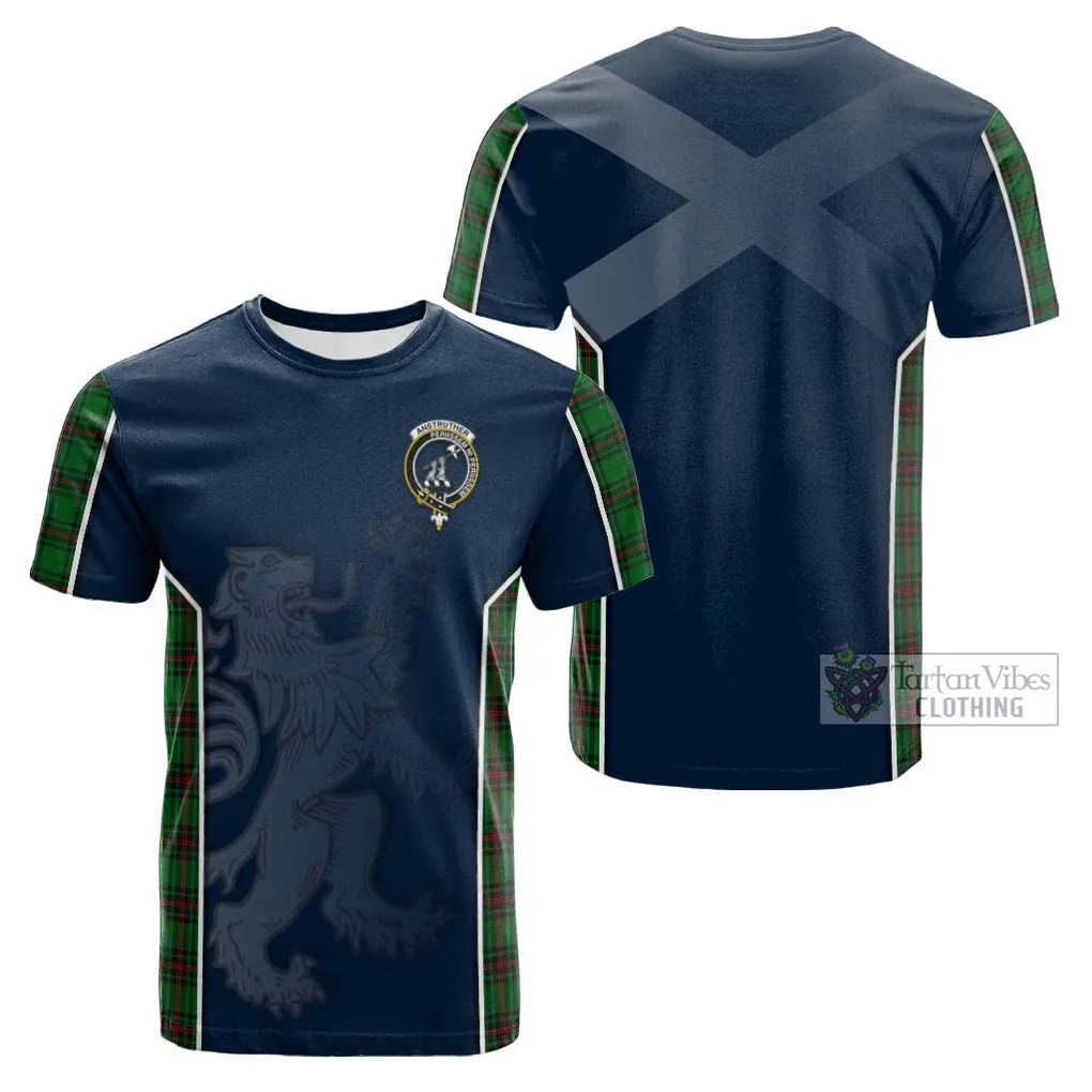 Anstruther Tartan Cotton T-shirt with Family Crest and Lion Rampant Vibes Sport Style