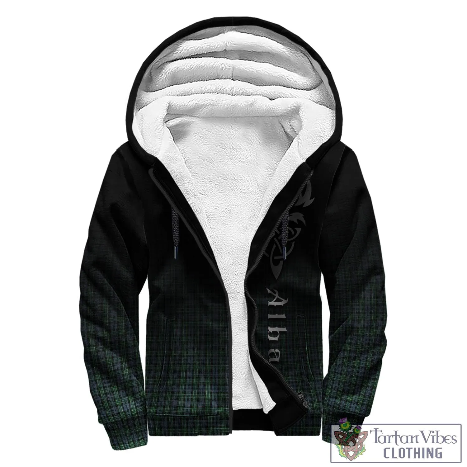 Arbuthnot Tartan Sherpa Hoodie Featuring Alba Gu Brath Family Crest Celtic Inspired