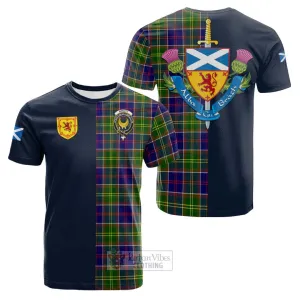 Arnott Tartan Cotton T-shirt Alba with Scottish Lion Royal Arm Half Style