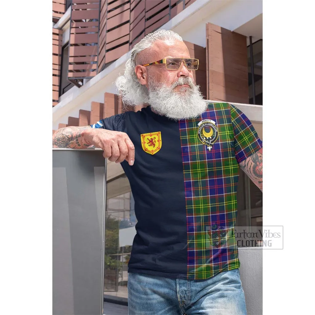 Arnott Tartan Cotton T-shirt Alba with Scottish Lion Royal Arm Half Style