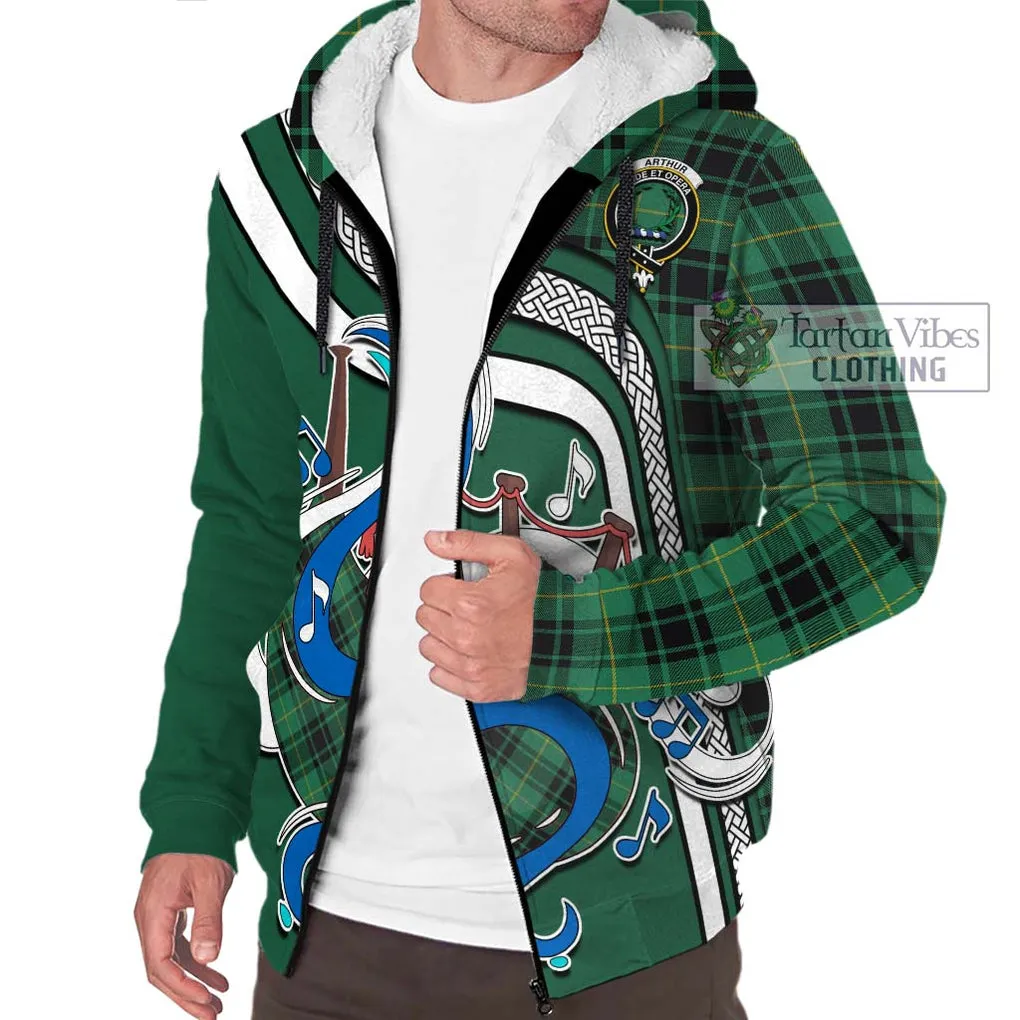 Arthur Ancient Tartan Sherpa Hoodie with Epic Bagpipe Style