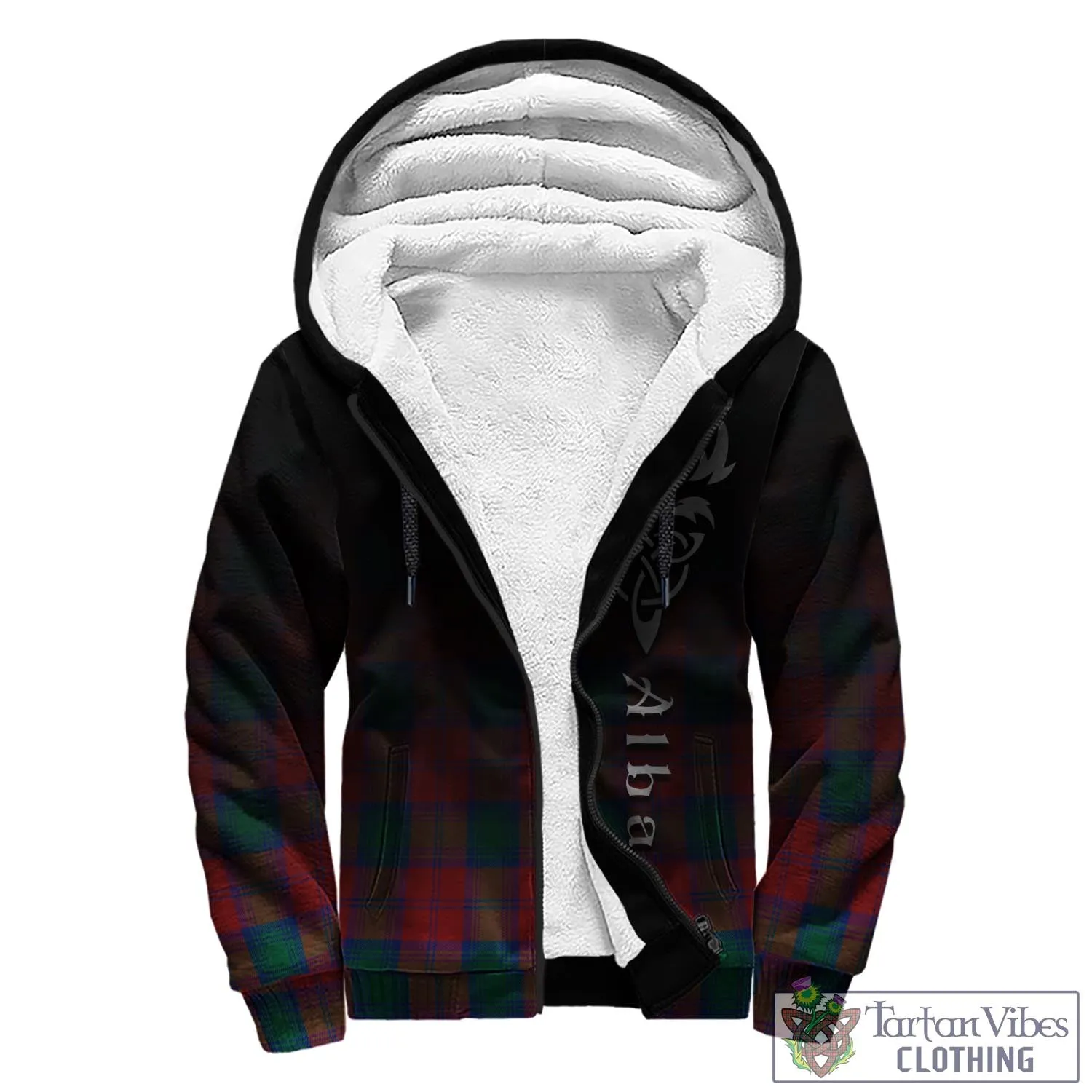 Auchinleck (Affleck) Tartan Sherpa Hoodie Featuring Alba Gu Brath Family Crest Celtic Inspired