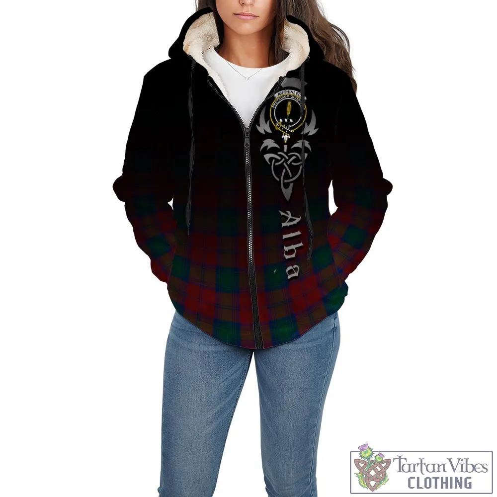 Auchinleck (Affleck) Tartan Sherpa Hoodie Featuring Alba Gu Brath Family Crest Celtic Inspired