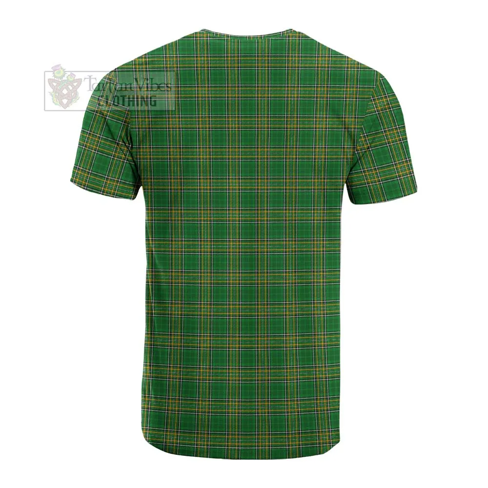 Aylward Irish Clan Tartan Cotton T-shirt with Coat of Arms