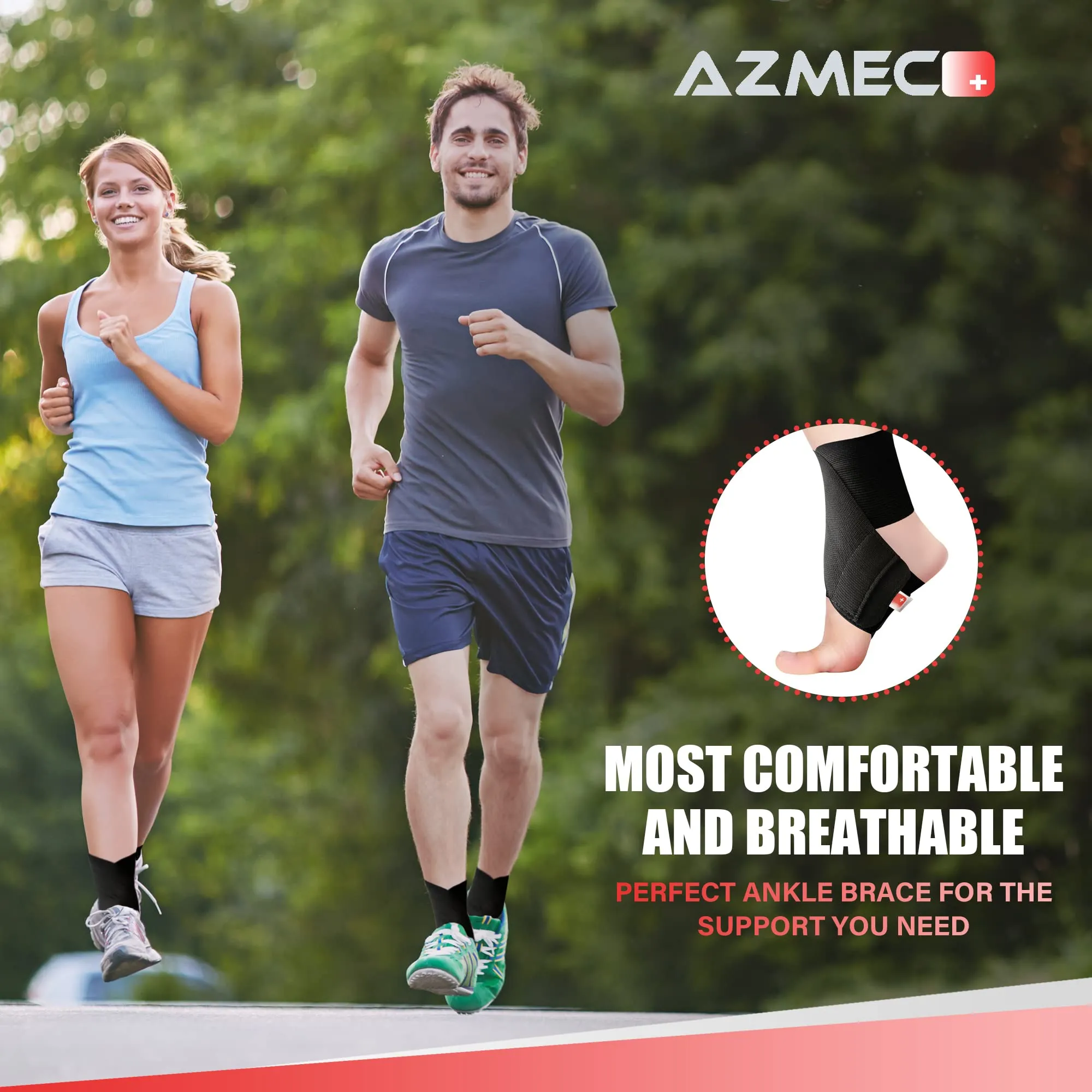 AZMEC Ankle Brace for Sprained Ankle – Adjustable Ankle Wrap for Sprains, Strains, Inflammation, Swelling, Pain, Ankle Braces for Women and Men - (Medium) Medium