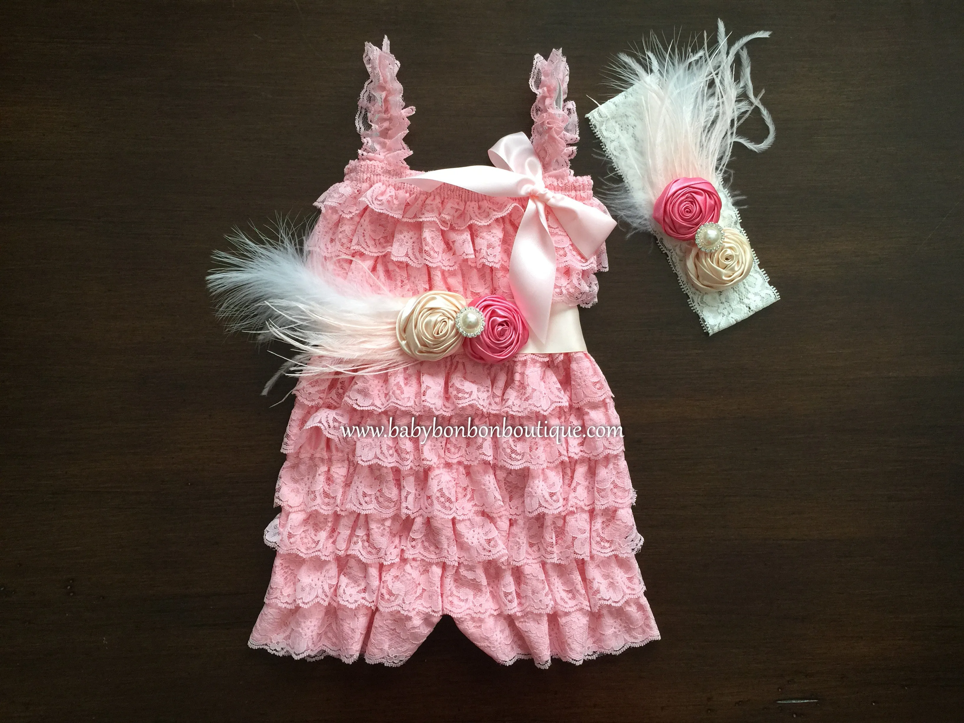 Baby Pink Romper with Headband & Sash, Yellow Baby Romper