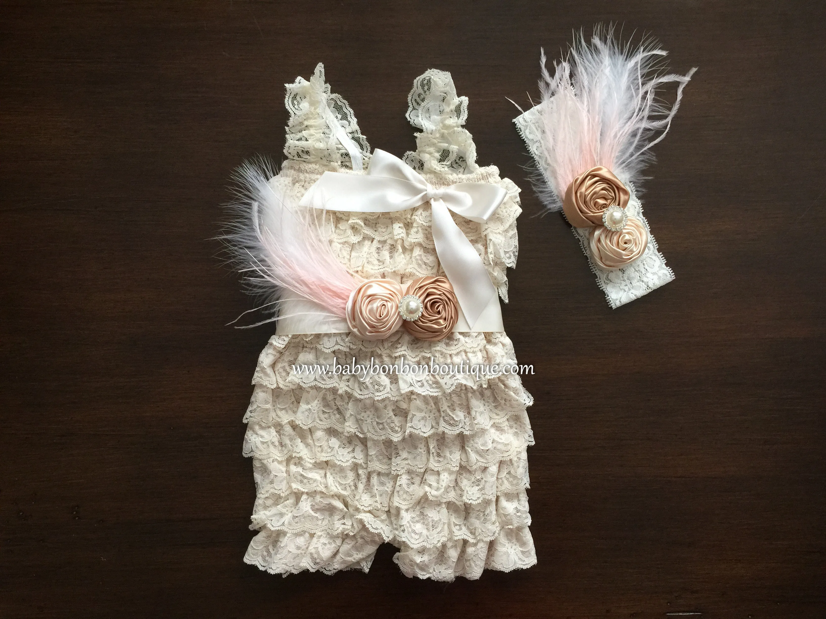 Baby Pink Romper with Headband & Sash, Yellow Baby Romper