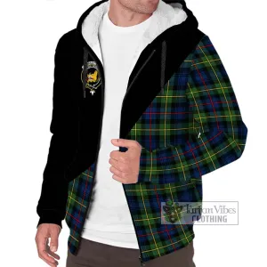 Bailey Modern Tartan Sherpa Hoodie with Family Crest and Military Logo Style