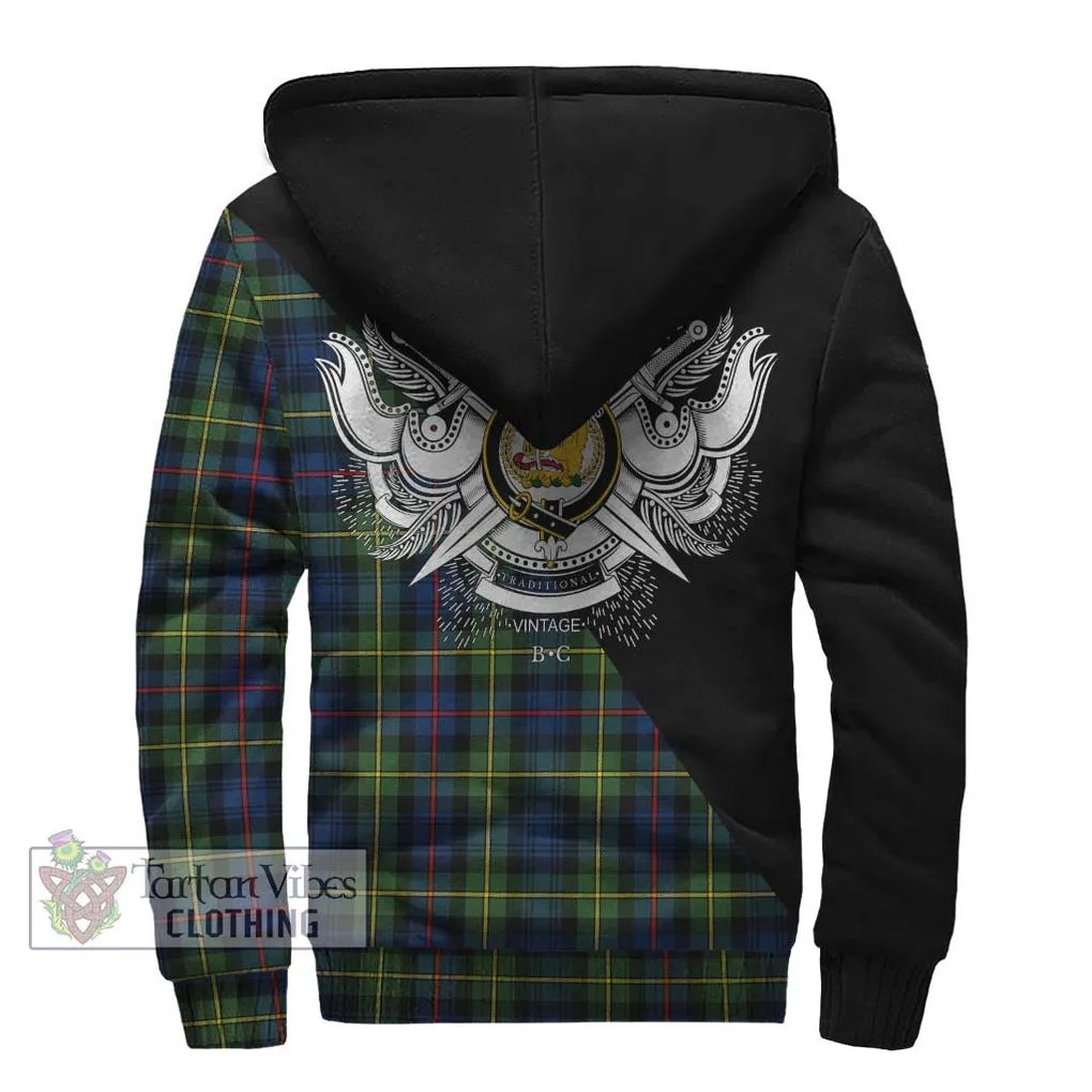 Bailey Modern Tartan Sherpa Hoodie with Family Crest and Military Logo Style