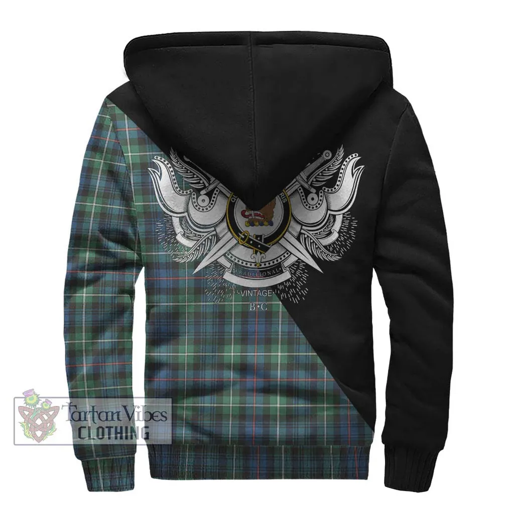 Baillie Ancient Tartan Sherpa Hoodie with Family Crest and Military Logo Style