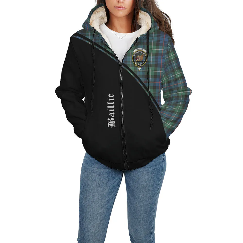 Baillie Ancient Tartan Sherpa Hoodie with Family Crest Curve Style