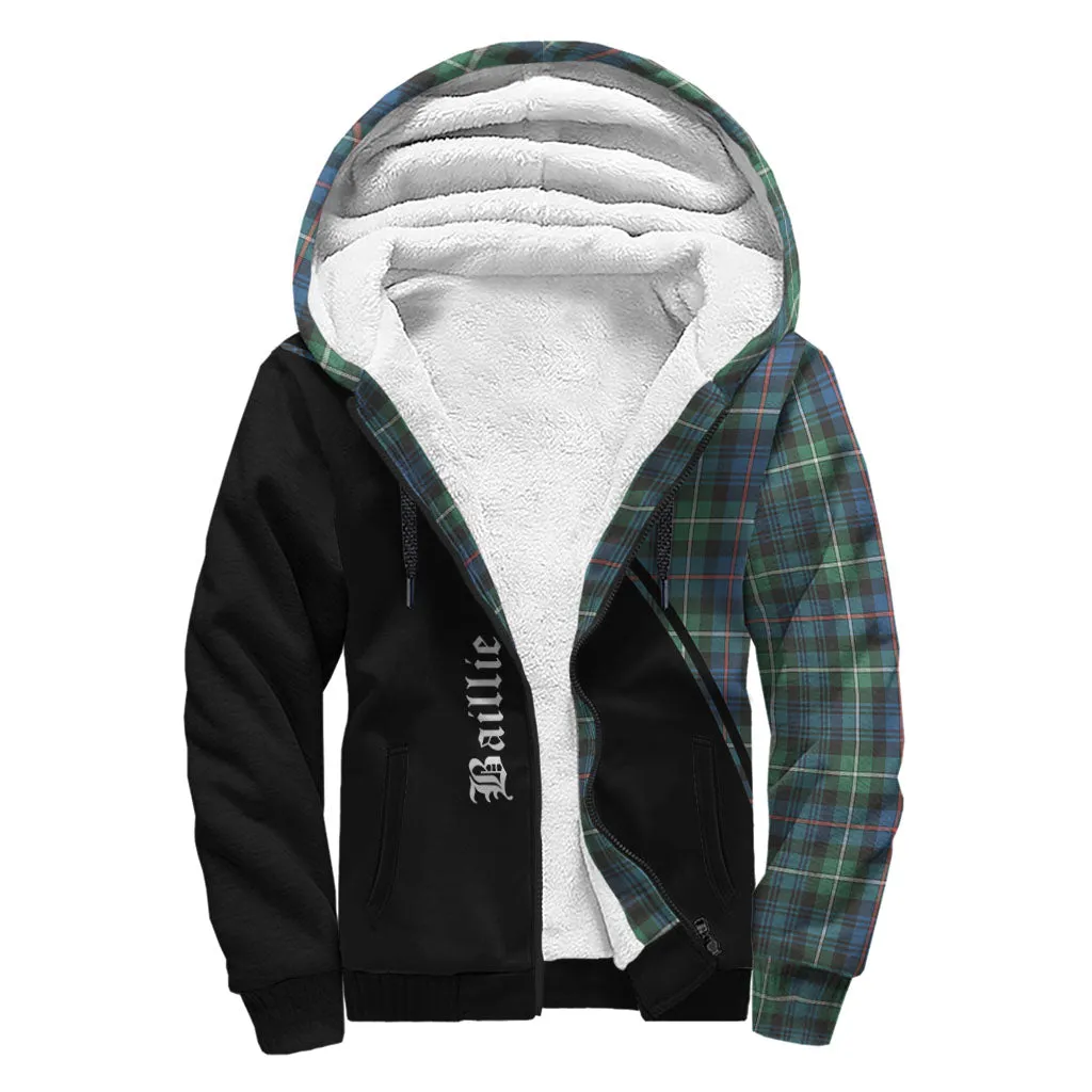 Baillie Ancient Tartan Sherpa Hoodie with Family Crest Curve Style