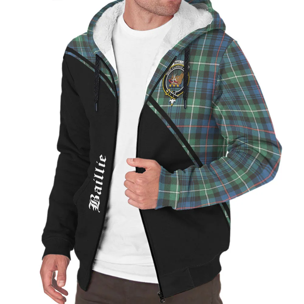 Baillie Ancient Tartan Sherpa Hoodie with Family Crest Curve Style