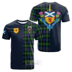 Baillie Tartan Cotton T-shirt Alba with Scottish Lion Royal Arm Half Style