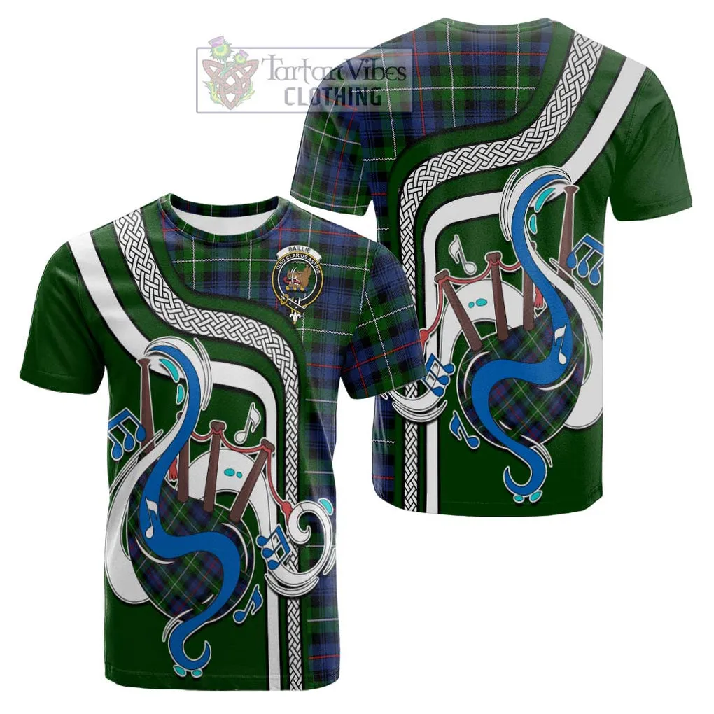 Baillie Tartan Cotton T-shirt with Epic Bagpipe Style