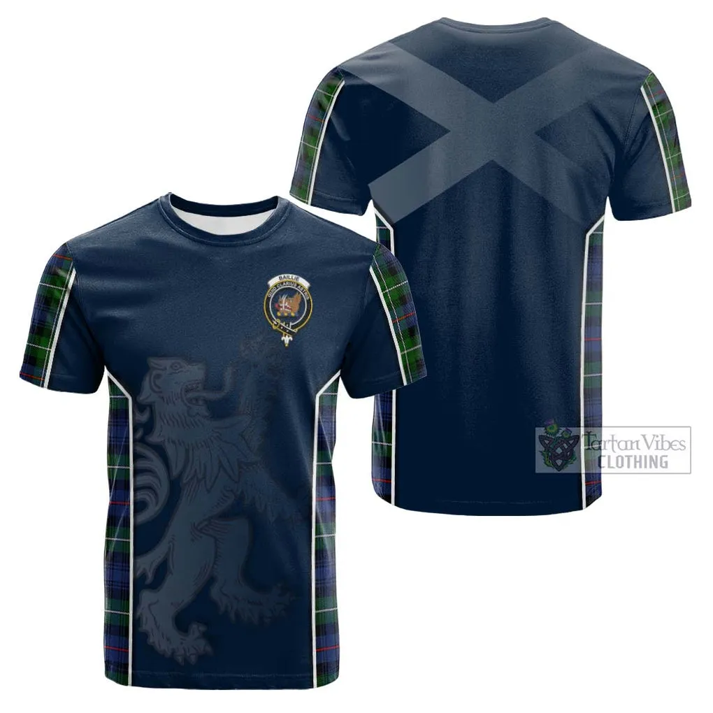 Baillie Tartan Cotton T-shirt with Family Crest and Lion Rampant Vibes Sport Style