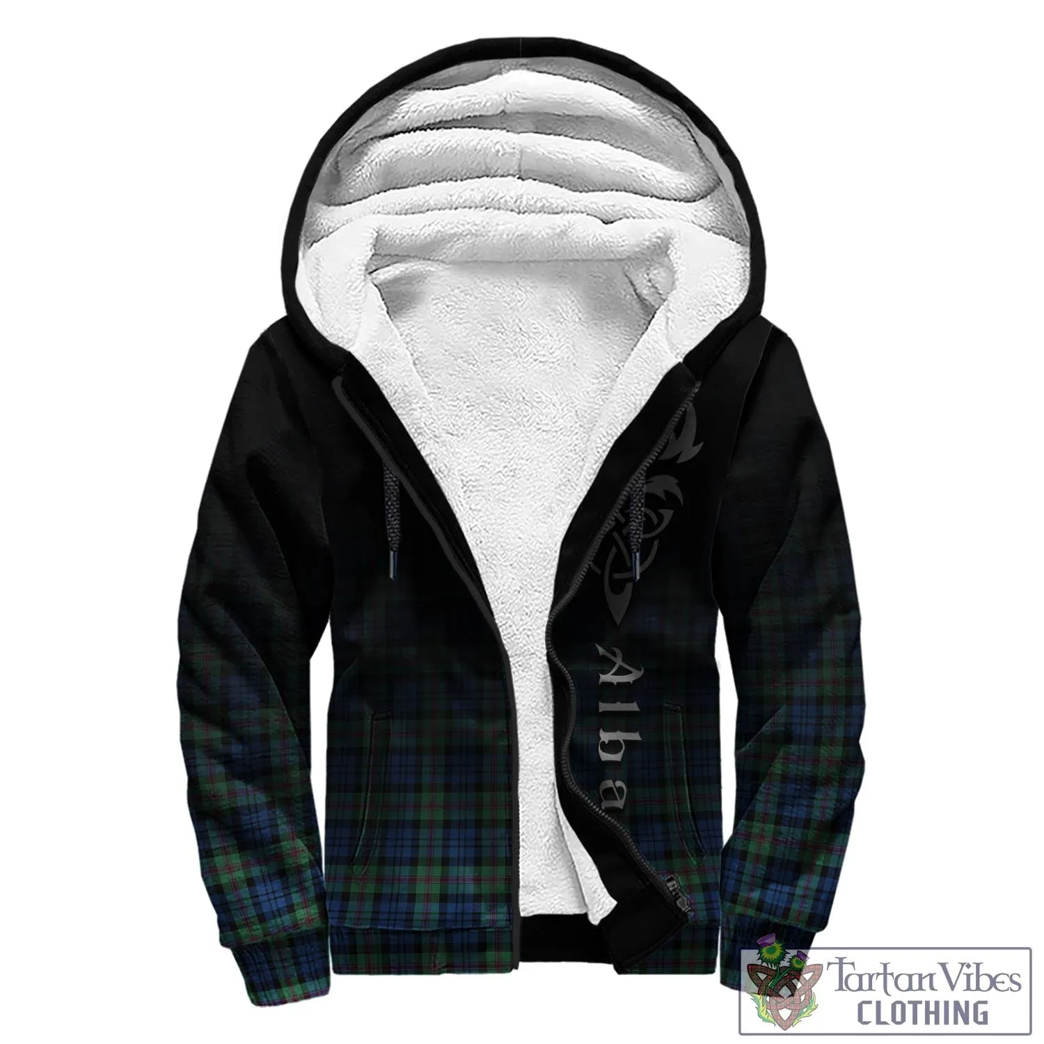 Baird Ancient Tartan Sherpa Hoodie Featuring Alba Gu Brath Family Crest Celtic Inspired