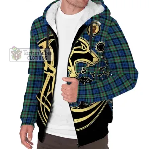 Baird Ancient Tartan Sherpa Hoodie with Family Crest Celtic Wolf Style