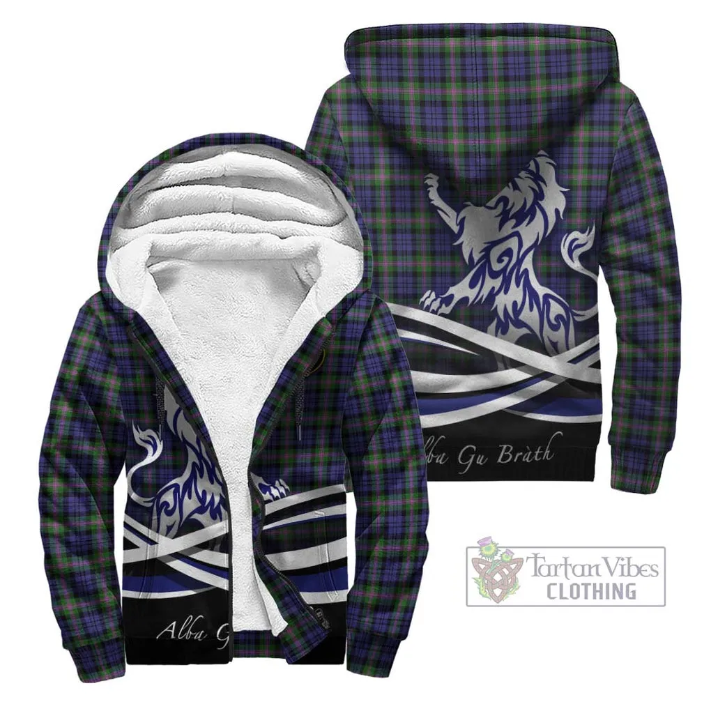 Baird Modern Tartan Sherpa Hoodie with Alba Gu Brath Regal Lion Emblem