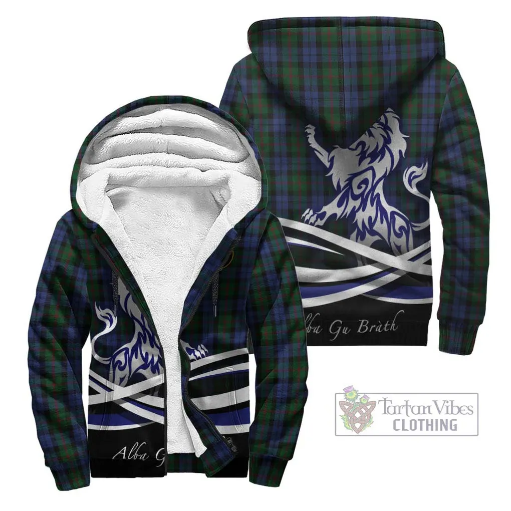 Baird Tartan Sherpa Hoodie with Alba Gu Brath Regal Lion Emblem