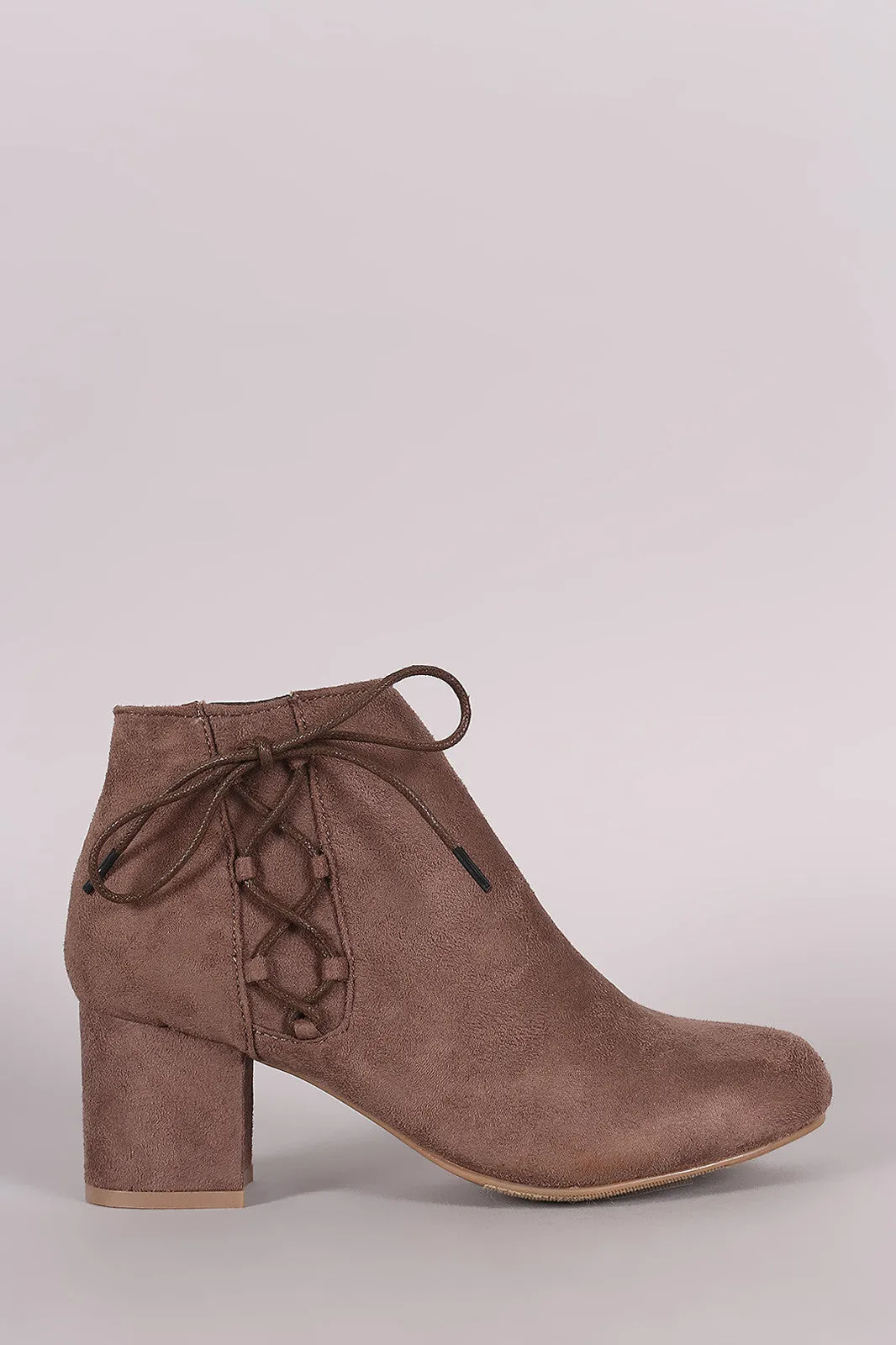 Bamboo Side Lace Chunky Heel Booties