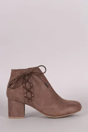 Bamboo Side Lace Chunky Heel Booties