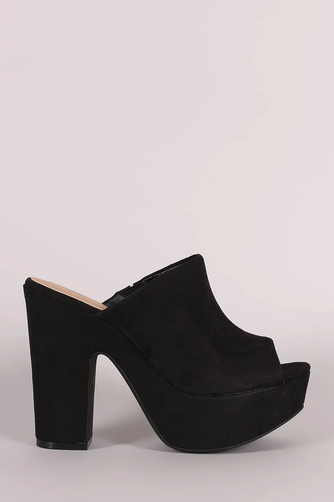 Bamboo Suede Chunky Platform Mule Heel