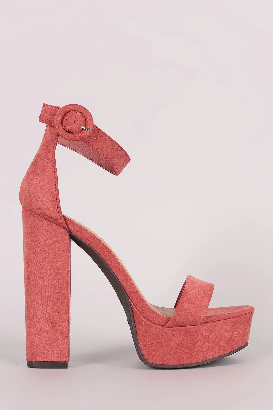 Bamboo Suede Open Toe Platform Chunky Heel