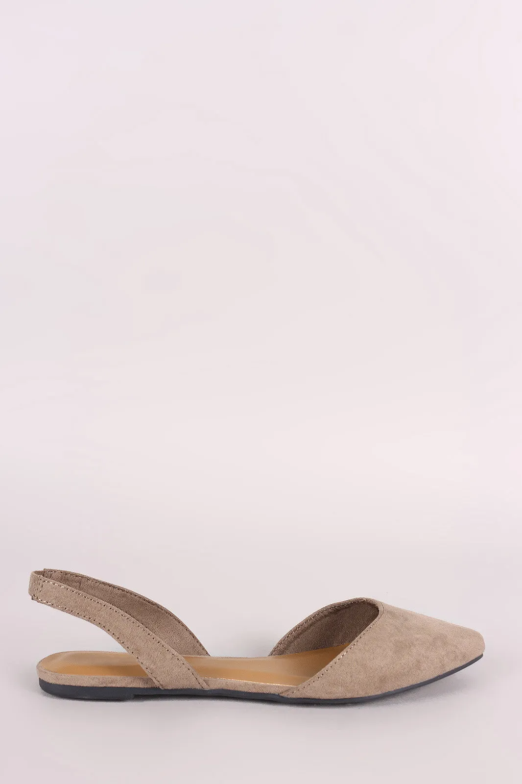 Bamboo Suede Pointy Toe Slingback Flat