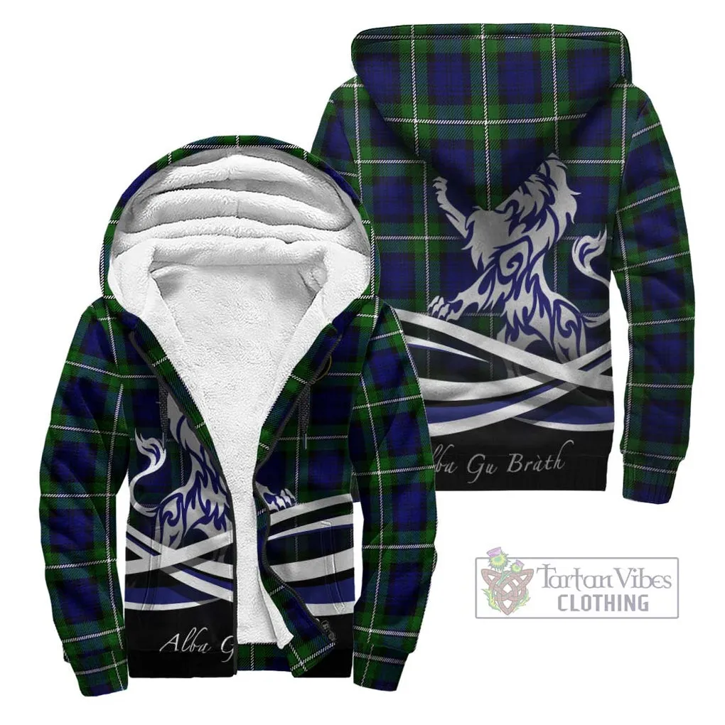 Bannerman Tartan Sherpa Hoodie with Alba Gu Brath Regal Lion Emblem