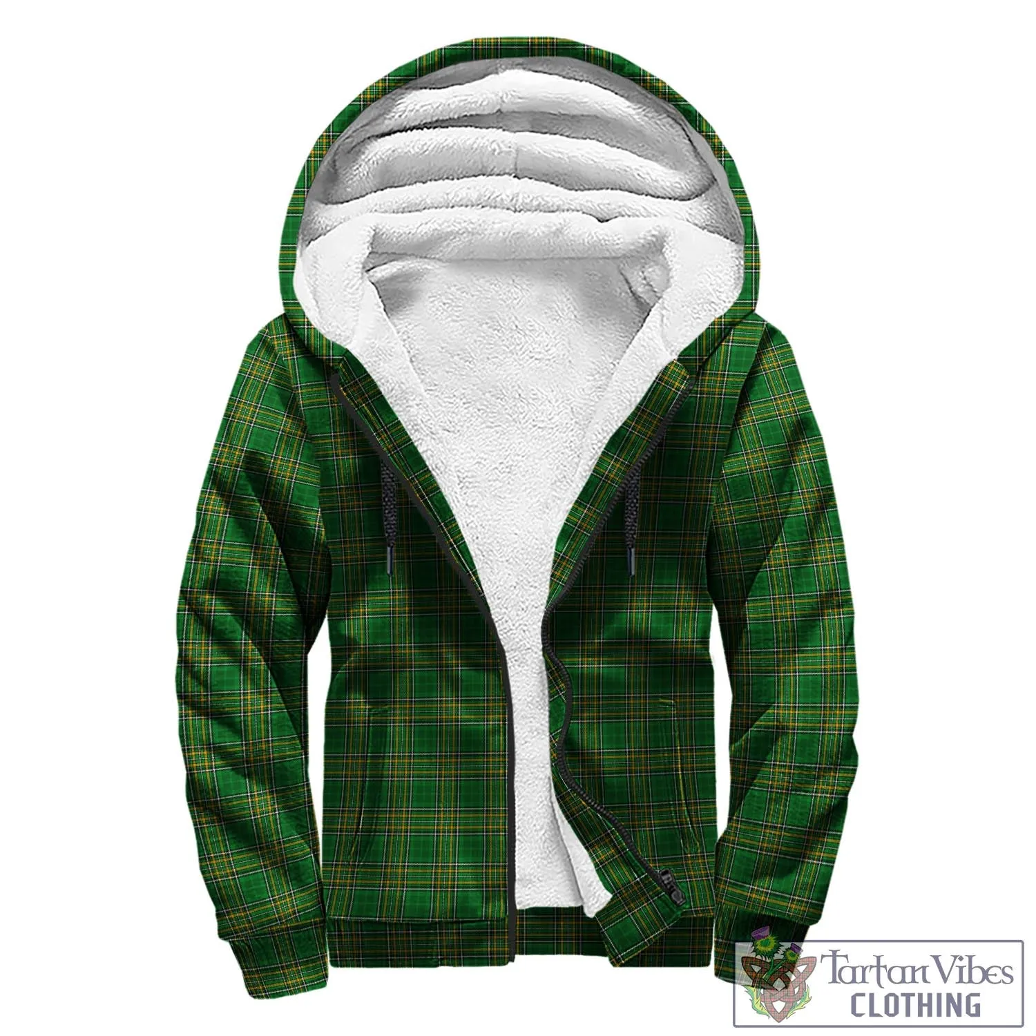 Barrett Irish Clan Tartan Sherpa Hoodie with Coat of Arms